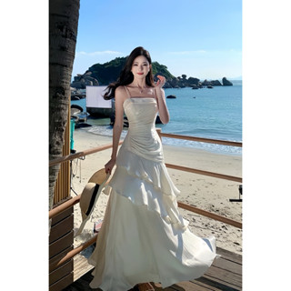 ĐẦM VÁY BECHIC ĐẦM MAXI XẾP LY XÉO DÁNG DÀI HAI DÂY CÓ MÚT NGỰC ĐI BIỂN DU LỊCH ĐI TIỆC SANG CHẢNH