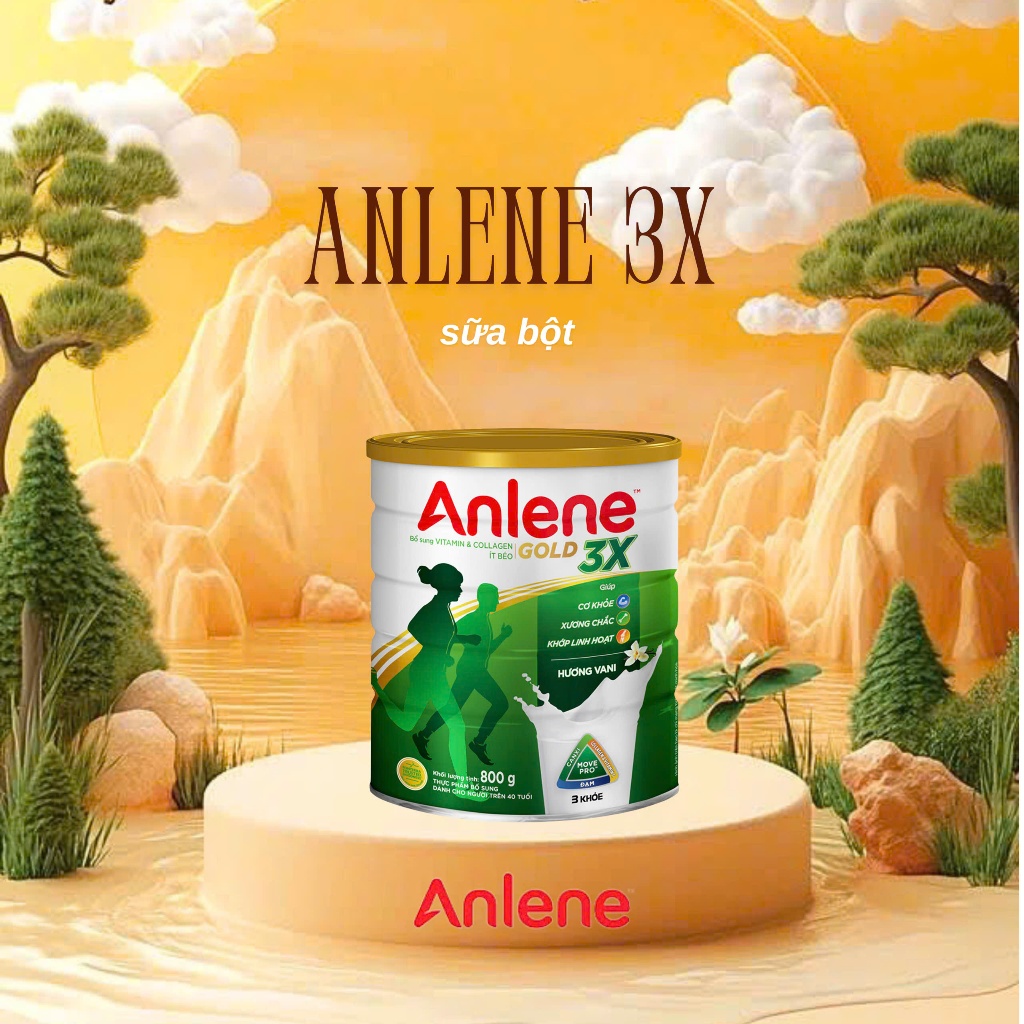 ANLENE 3X combo (1 lon 800g+ 2 gói 5X 40g)