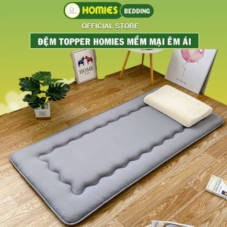  Topper Nệm Bông Xuất Nhật HOMIES Bedding & Décor Đệm Topper Xám Ghi Tấm làm mềm đệm cotton 