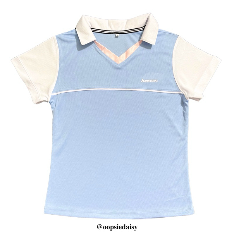[Form Nữ] Áo polo cầu lông, pickleball, thể thao kawasaki xanh babyblue trắng pastel