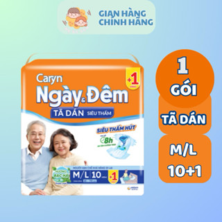 [Thêm miếng] Bỉm/Tã dán người lớn, người già, mẹ sau sinh Caryn Ngày và Đêm ML18+2=20 miếng và ML10+2=12 miếng