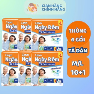 [Cộng miếng] Thùng 3 gói/6 gói Tã/Bỉm Dán/Quần người già Caryn Ngày và Đêm M18+2/ L18+2/ L10+2/ M10+2/ ML10+1 miếng