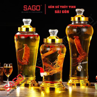 Bình sâm ngâm rượu có vòi thủy tinh 3L 8L 
