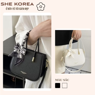 Túi Xách Nữ Cầm Tay Trẻ Trung Tặng Kèm Khăn Quấn Nổi Bật, Thiết Kế Thời Trang SHE KOREA