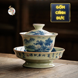  Bộ Chén Khải Uống Trà Giang Sơn Cảnh Đức Trấn HOÀNG ĐAN TEA 164ml Chén Chủ Uống Pha Trà Đạo Quà Tặng Cao Cấp 
