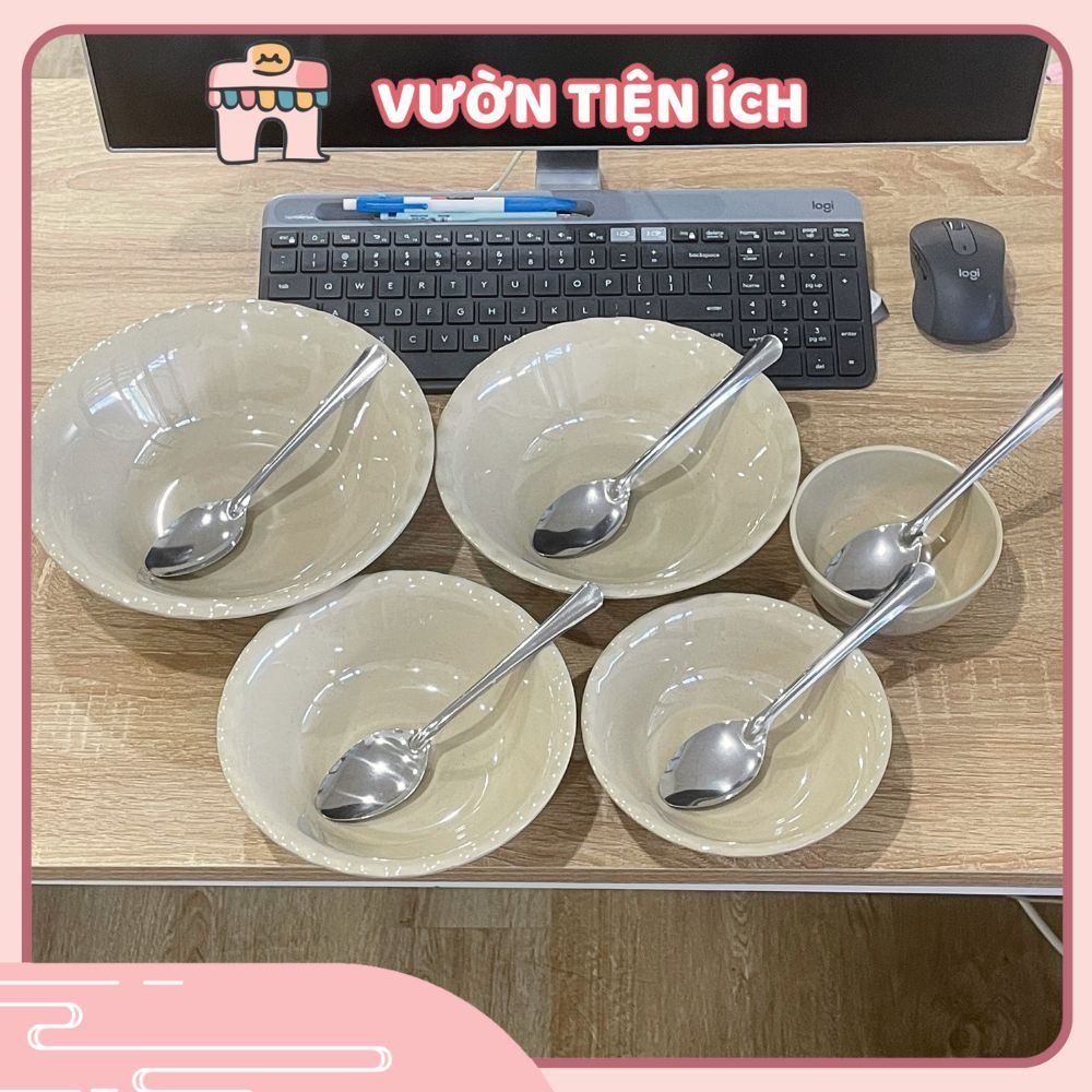 Tô nhựa melamine màu vàng nâu bèo cạn, dùng cho bún, mì, tô nhỏ cho bé của Shop Vườn Tiện Ích
