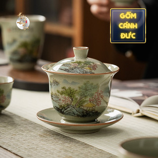  Chén Khải Uống Trà Sơn Thuỷ Cảnh Đức Trấn HOÀNG ĐAN TEA 164ml Chén Chủ Uống Pha Trà Đạo Quà Tặng Cao Cấp 