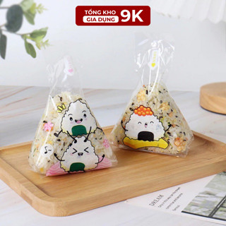  Combo 100 Túi đựng cơm nắm túi đựng cơm tam giác túi bóng đựng cơm onigiri túi bóng kính đựng cơm nắm dễ thương tiện lợi 