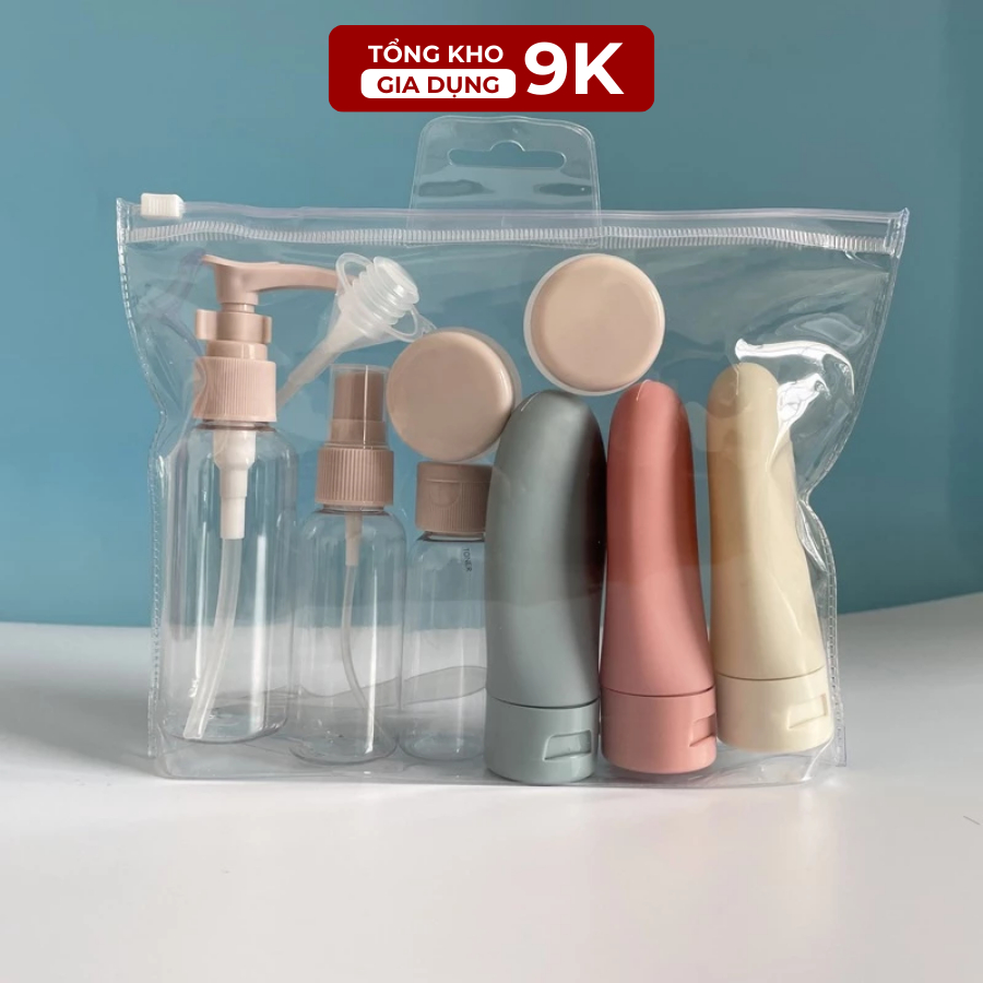 Set 11 Bộ Chiết Mỹ Phẩm Lọ Chiết Mĩ Phẩm Mini Chi Tiết Du Lịch Kèm Túi Zip Nhỏ Gọn Tiện Lợi