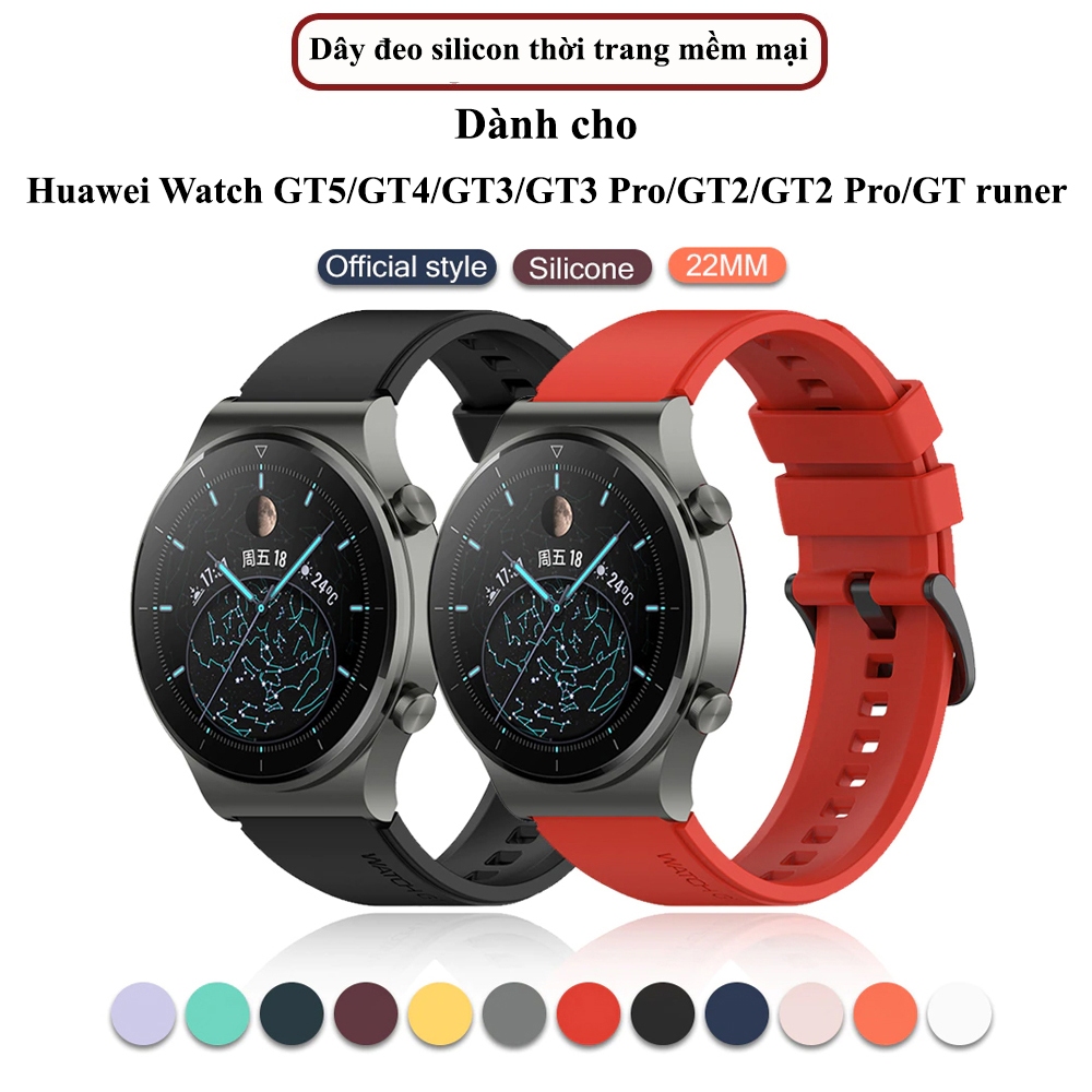 Dây đeo silicon mềm mịn cao cấp Huawei Watch GT5/GT5 Pro/GT4/GT3/GT3 PRO/GT2 PRO/GT2/GT2 PRO