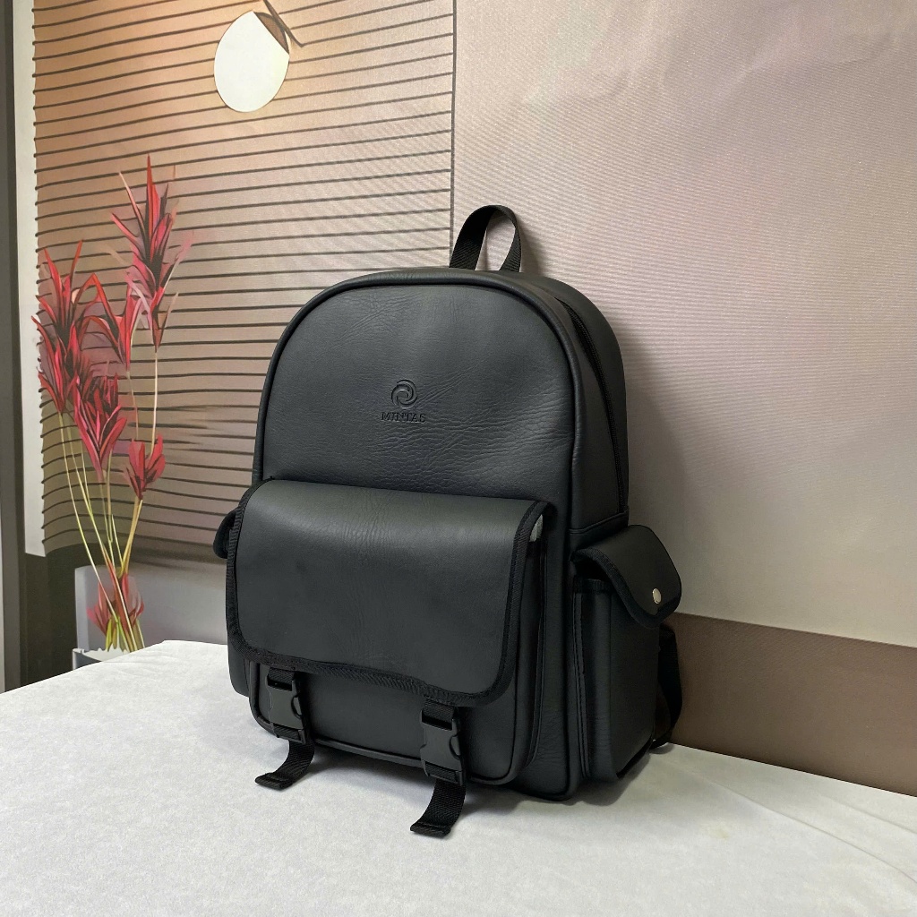 Balo Da PU Chống Thấm Cho Nam & Nữ – Phong Cách Unisex Hiện Đại, Tiện Ích Tối Ưu. MINTAS BL48