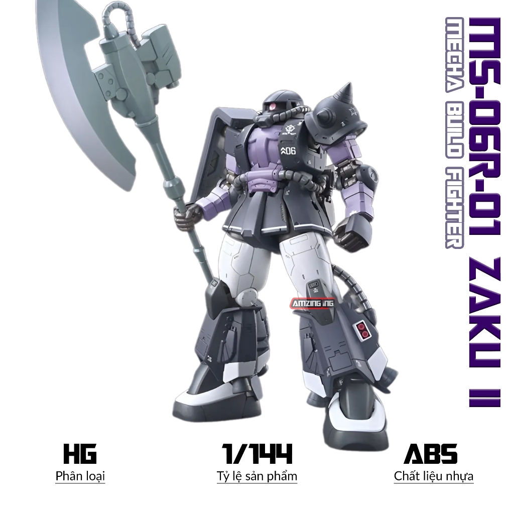 Mô hình MS-06R-1A ZAKU II, Xingdong 1/144 High Mobile Suit, Xếp hình thông minh, Mô hình nhựa Mecha