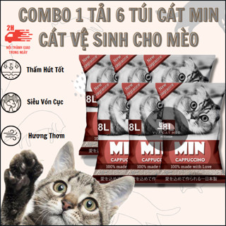[COMBO 1 Tải 6 Túi] Cát Vệ Sinh Cho Mèo Cát MIN 8L, Siêu Khử Mùi, Vón Cục Tốt, Dễ Sử Dụng, An Toàn Cho Mèo