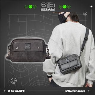 Túi đeo chéo đeo vai nam nhiều ngăn da pu cao cấp mềm mịn màu xám chuột đẹp OUMU Street Wear thời trang phong cách