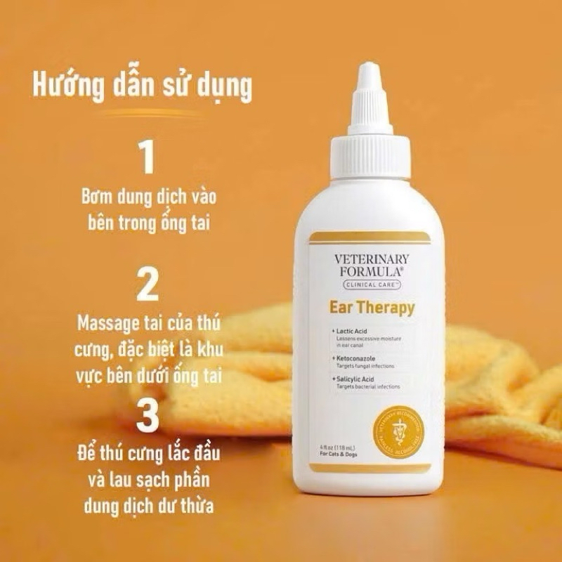 Dung dịch Vệ Sinh Tai Cho Chó Mèo Ngừa Nấm Khuẩn Làm Sạch và Khử Mùi Veterinary Formula Ear Therapy 