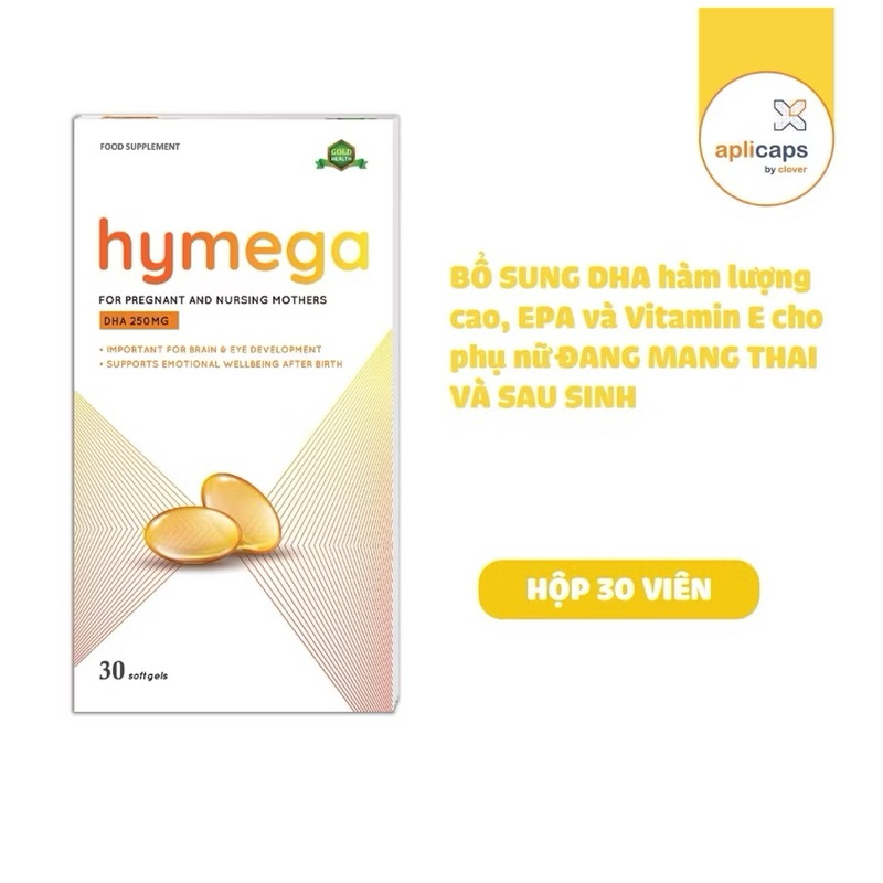 Aplicaps Hymega - Viên uống bổ sung DHA hàm lượng cao, EPA, vitamin E hộp 30 viên