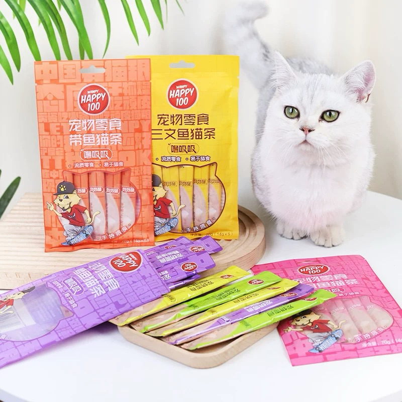 Súp Thưởng HAPPY 100 Cho Mèo Gói 5 Thanh x 14g
