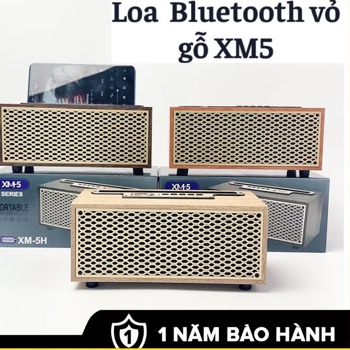 Loa bluetooth XM5 thùng gỗ , thiết kế sang trọng , có giá để điện thoại , âm thanh cực hay