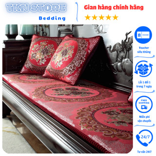 Thảm trải ghế tây âu trang trí phòng khách sang trọng, Bộ 3 đệm trải trên ghế gỗ chống trơn trượt nhiều kích thước