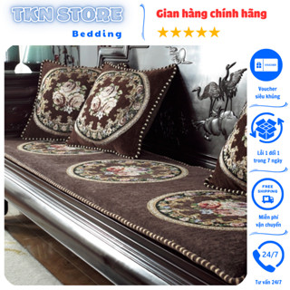  Thảm trải ghế tây âu trang trí phòng khách sang trọng Bộ 3 đệm trải trên ghế gỗ chống trơn trượt nhiều kích thước 