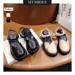 Giày sandal nữ bít mũi đế vuông cao 3 phân phối khoá cài thời trang form chuẩn đẹp MT Shoes SD041