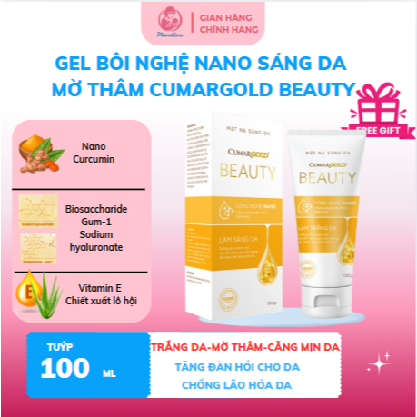 Mặt nạ sáng da Nghệ Nano CumarGold Beauty - Tuýp 100g, Mờ thâm sạm, dưỡng ẩm, giảm viêm lỗ chân lông