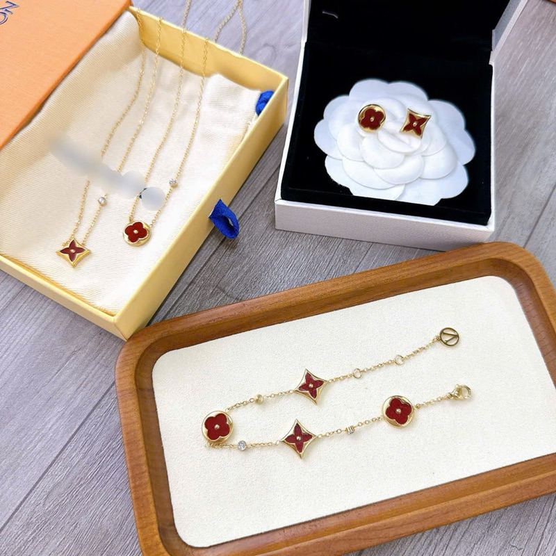 (có tách sét) Sét vòng cổ hoa tai trang sức titan sang chảnh