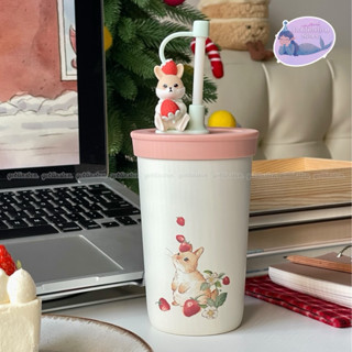 [In Stock] STARBUCKS CHINA LY GIỮ NHIỆT STRAWBERRY BUNNY HOBBY COLD CUP 473ML