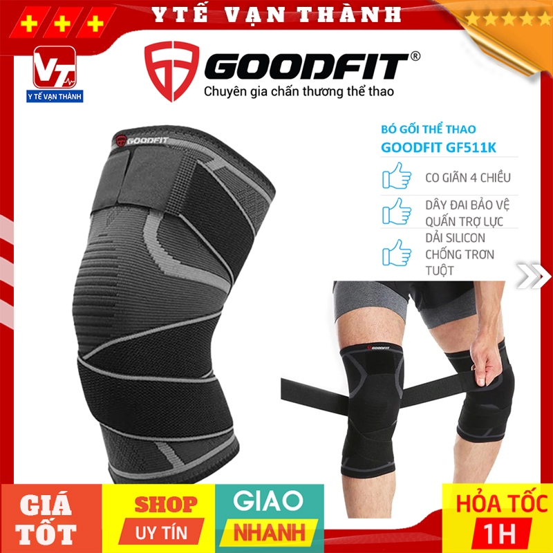 ✅ Bó Gối Thể Thao Co Giãn 4 Chiều GoodFit GF511K (Kèm Dây Quấn) | Băng thun đầu gối -VT1252
