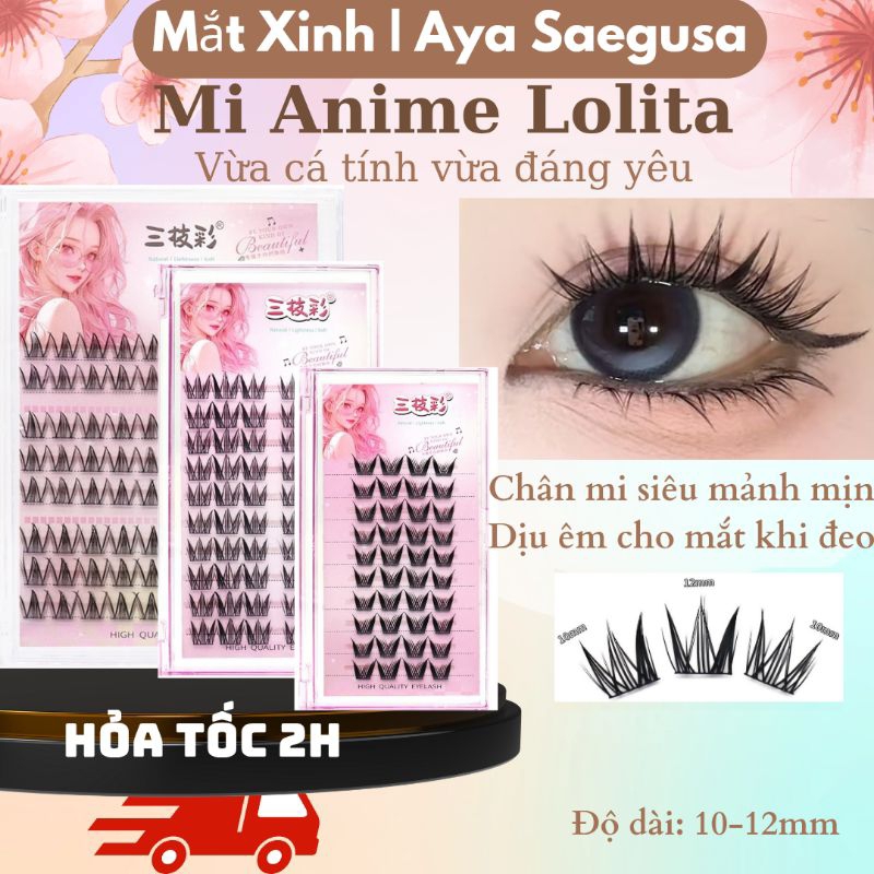 Mi Giả Anime Tách Sợi Lolita Mềm Mịn, Mi Cụm Lông Mi Giả Tự Nhiên, Mi Anime Mắt Ướt Tạo Mắt To Tròn 