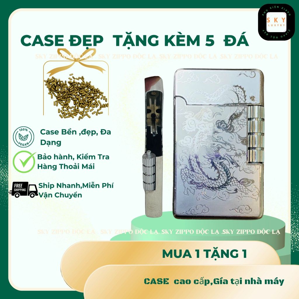 Case Dupont độc lạ, RỒNG BẠC ,tặng 5 đá zippo (DPRONGBAC1) Không Bao Gồm Nhiên Liệu