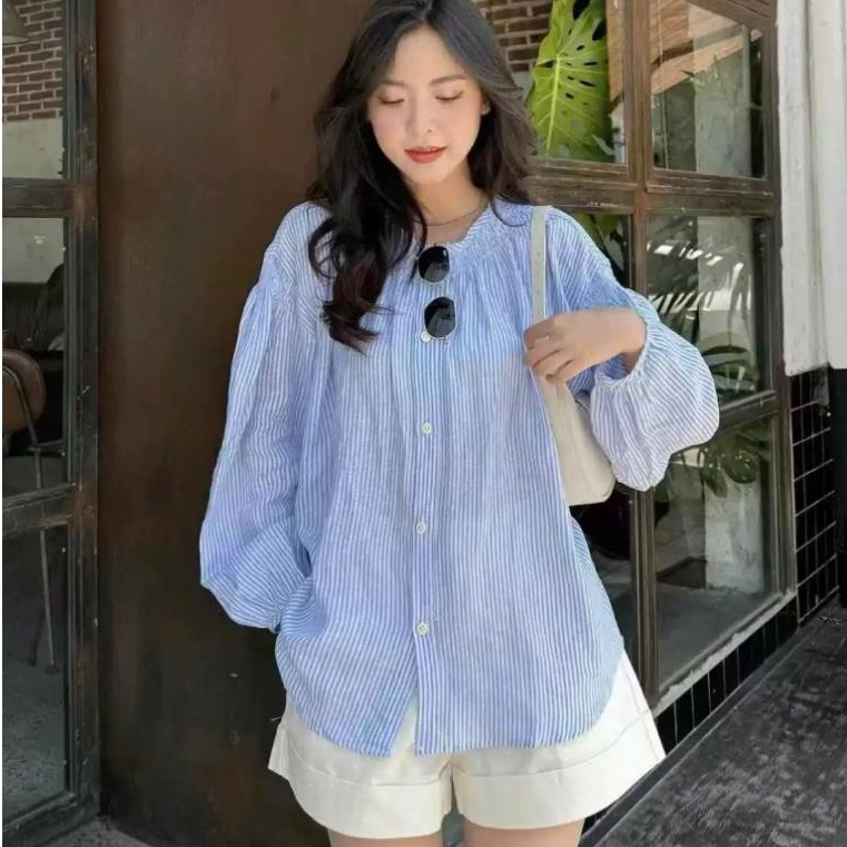 (Hàng QC) Áo kiểu nữ A331, áo babydoll cổ tròn Luna Vintage