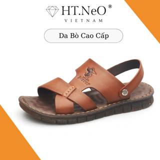 Dép Nam Trung Niên , Sandal Nam Quai Hậu HT.NEO Da Bò Cao Cấp Êm Mềm ,Đế Cải Tiến Đệm Massager Khâu May Chắc Chắn DL-18