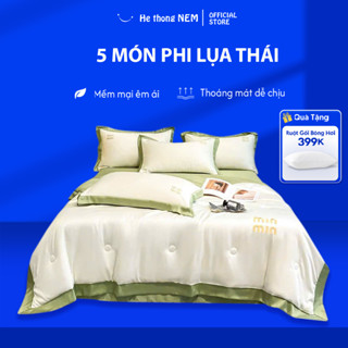 Set 5 Món Chăn Ga Gối Chăn Hè Lụa Thái He thong NEM Chính Hãng Combo Bộ Vỏ Ra Mền Gối Nệm Đệm Mát Lạnh Cao Cấp