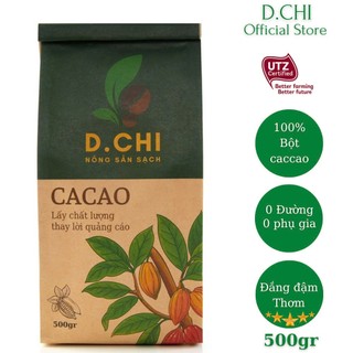  Bột cacao nguyên chất 100% D.CHI- Dòng thượng hạng - Gu đậm đà thơm Không đường - Chuẩn UTZ- 500gr 