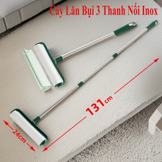 Combo-24cm*Dài 131-Cây Lăn Bụi 3 Thanh Dài Inox Làm Sạch Quần Áo lăn Giường Safa 