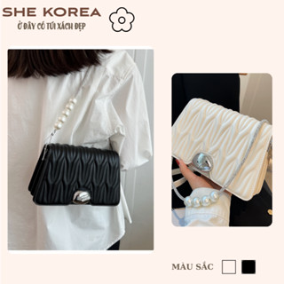  Túi xách nữ khoá lõm dây bling ngọc trai đính đá đẹp cao cấp kiểu dáng sang trọng và nổi bật SHE KOREA 