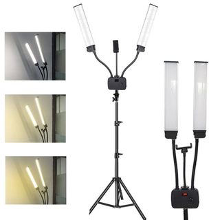Đèn led 2 râu , đèn trợ sáng dùng cho livestream Spa, Phun Xăm, Makeup Chuyên Nghiệp chân 2m cao cấp