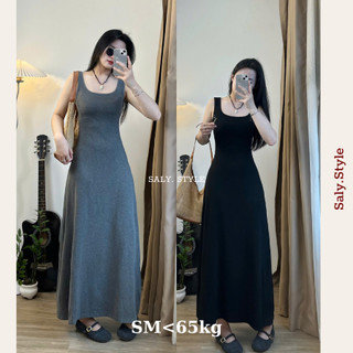 Váy thun 2 dây bản to SALY dáng dài Váy thun cổ vuông maxi xòe mặc đi biển đi chơi đều xinh - Vay2s3899_P13K1