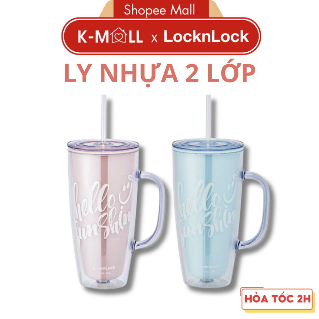 Ly Nhựa 2 Lớp LocknLock Double Wall Cold Cup HAP503 Dung Tích 720ml, 2 Màu, Kèm Ống Hút và Tay Cầm - K-MALL | BigBuy360 - bigbuy360.vn
