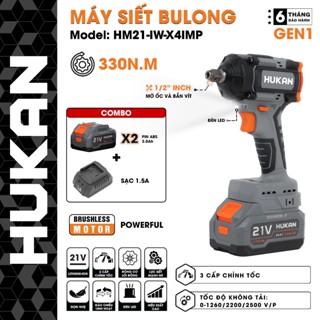 Máy siết bulong Hukan HM21-IW-X4IMP lực siết 330N siết ốc, bắn vít - 3 Tốc độ - Đầu 2 trong 1