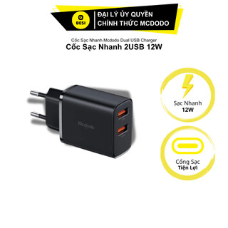  Cốc Sạc Nhanh Mcdodo 12W | 2 Cổng USB Sạc Cùng Lúc 2 Thiết Bị Chính Hãng 