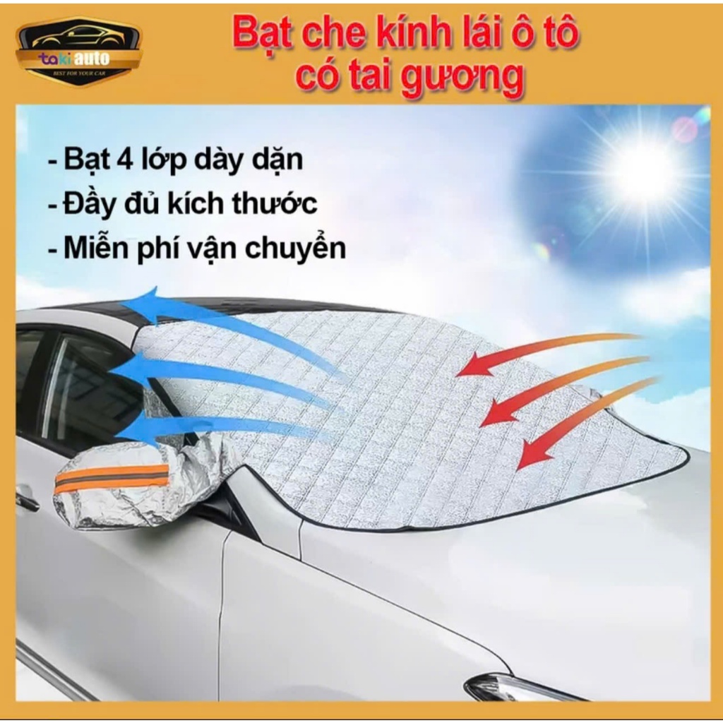 Bạt che nắng có tai gương trùm xe ô tô chống nóng,che nắng mưa phủ kính trước