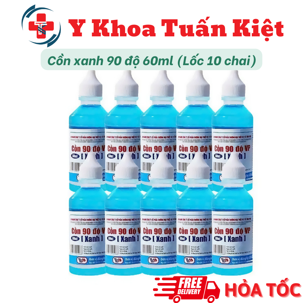 ✅ [Hỏa tốc] Cồn xanh 90 độ 60ml (Lốc 10 chai)