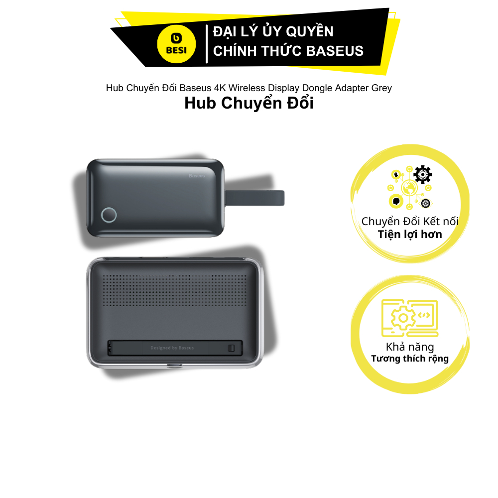 Hub chuyển đổi Baseus 4K Wireless Display Dongle Adapter Grey