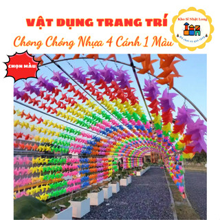 [24cm - Chọn màu] 100 Chong Chóng Nhựa 24cm Dây Treo Trang Trí, Chong Chóng 7 Màu Đi Kèm Phụ Kiện
