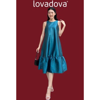 Đầm sát nách suông màu nâu đất vải phi bóng Lovadova FD0703