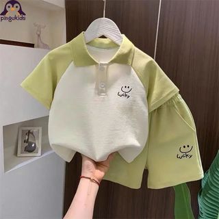 Bộ Cộc Cotton Polo Mắt Chim Lucky PINGU Mềm Mát Cho Bé, Bộ Cộc Tay Bé Trai, Quần Áo Trẻ Em Size 8-18kg