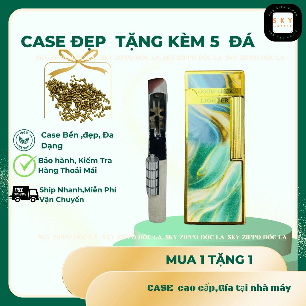 Case Dupont độc lạ, Slim xanh lam ,tặng 5 đá zippo (DPSLXANHLAM)) Không Bao Gồm Nhiên Liệu