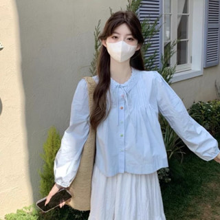 【ẢNH THẬT-Sẵn xanh dương, xanh ngọc Áo sơ mi nữ dài tay KHUY NHIỀU MÀU dáng babydoll tiểu thư xinh điệu đà